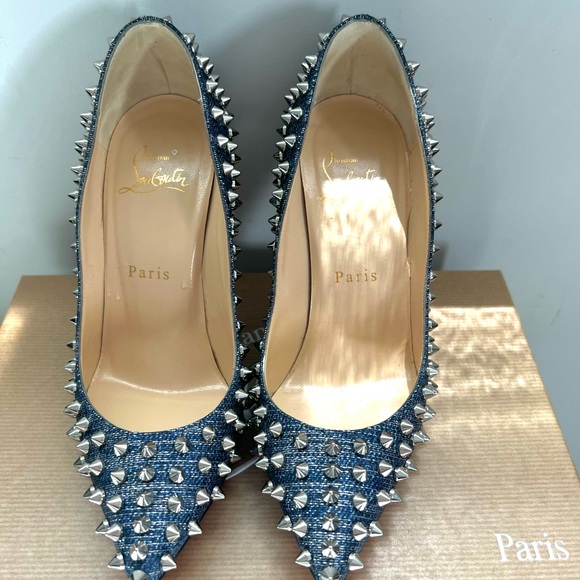 Christian Louboutin FOLLIES SPIKES 100 LAME LUX - Picture 14 of 16